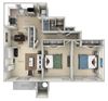 Gunston Fairfax Square 2 bedroom 1 bath furnished floor plan apartment in Fairfax VA